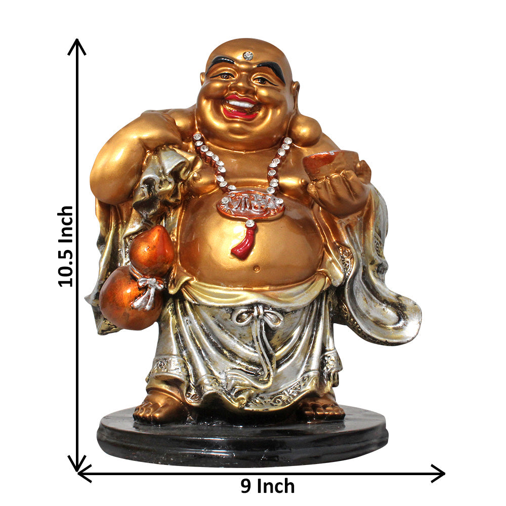 Laughing Buddha Vastu Statue Pearl Golden Look 26 cm G57X1339GSSGZ