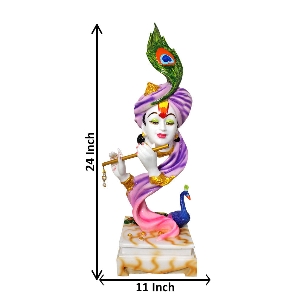 Modern Art Flute Krishana Statue Showpiece Marble 60 cm G57X1351WJCGX