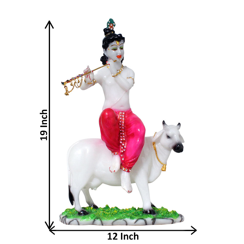 Cow Krishan Statue Marble Look 48 cm G57X1358WPCGX