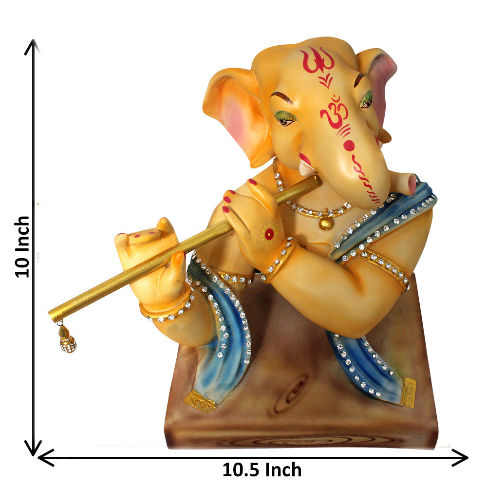 Bansuri Ganesh Statue Ivory Blue Shaded 25 cm G57X1362VNLMZ