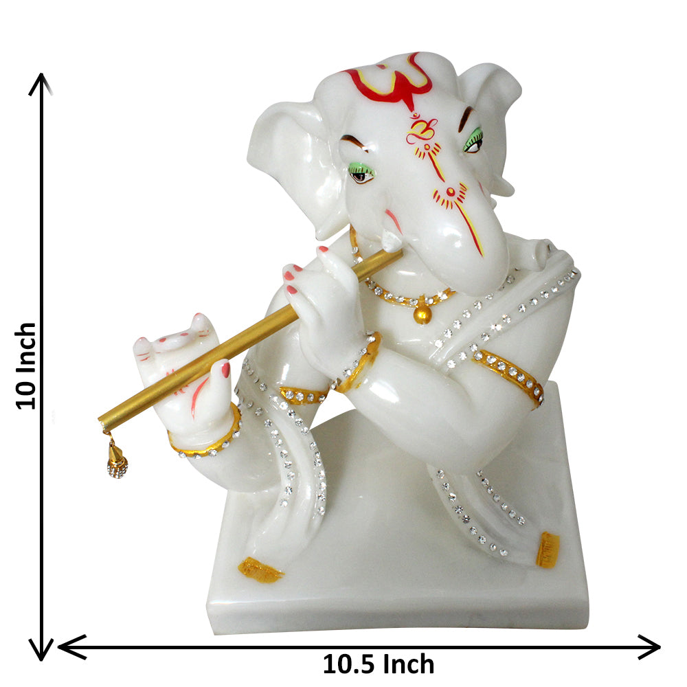 Bansuri Ganesh Statue Marble Look 25 cm G57X1362WWCGZ