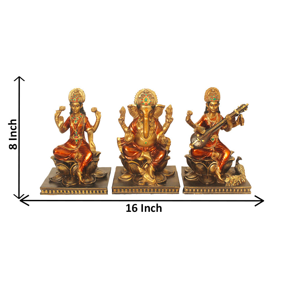 Lord Laxmi Ganesha Saraswati Idol 21 cm G57X1569GRNGX