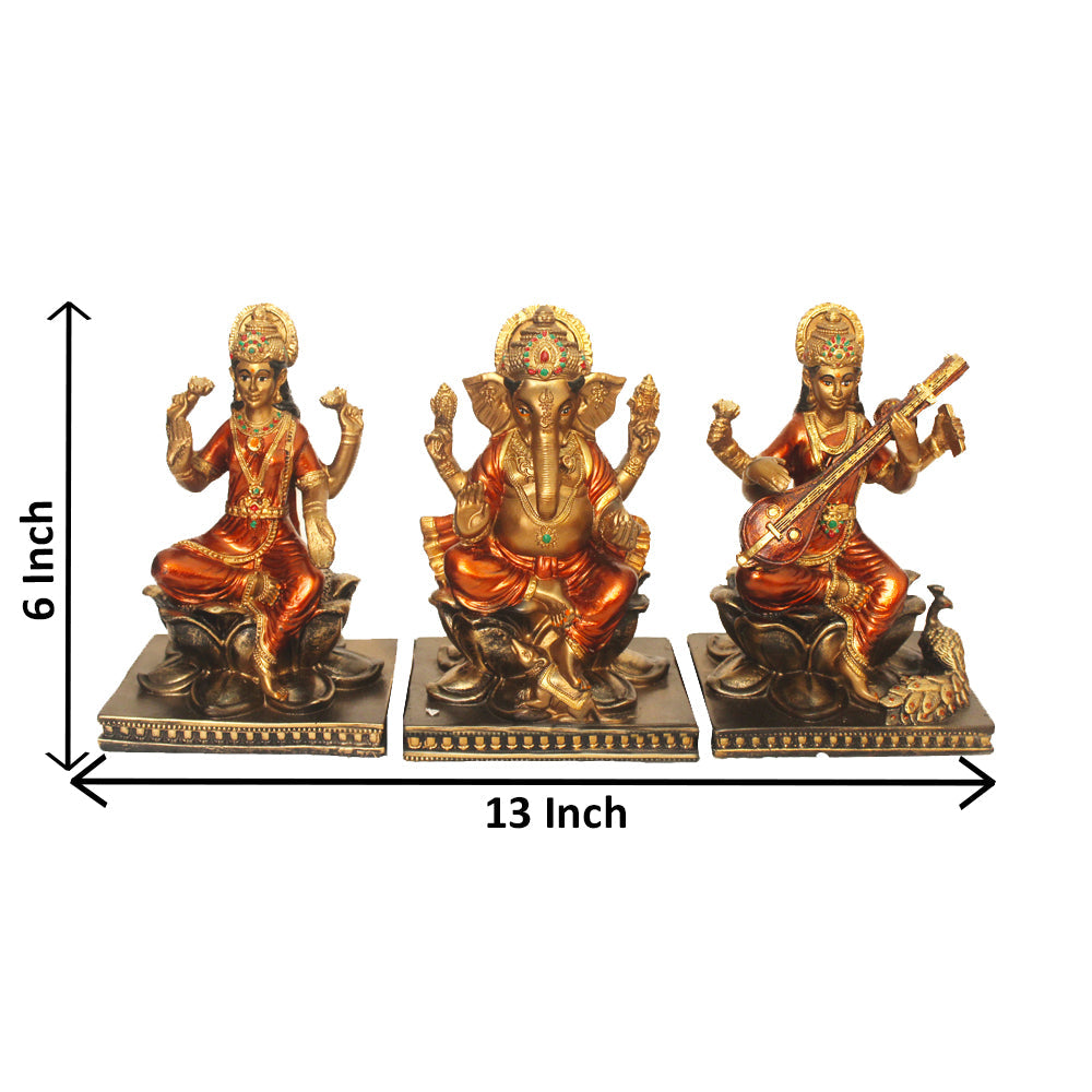 Lord Laxmi Ganesha Saraswati Statue 16 cm G57X1574GRNGX