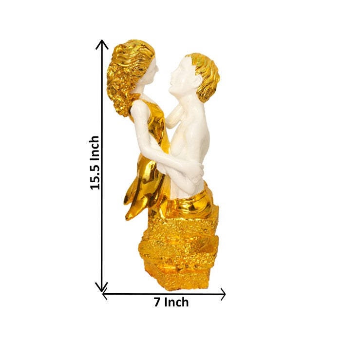 Gold Plated Modern Couple Statue 39 cm-G79X0054W