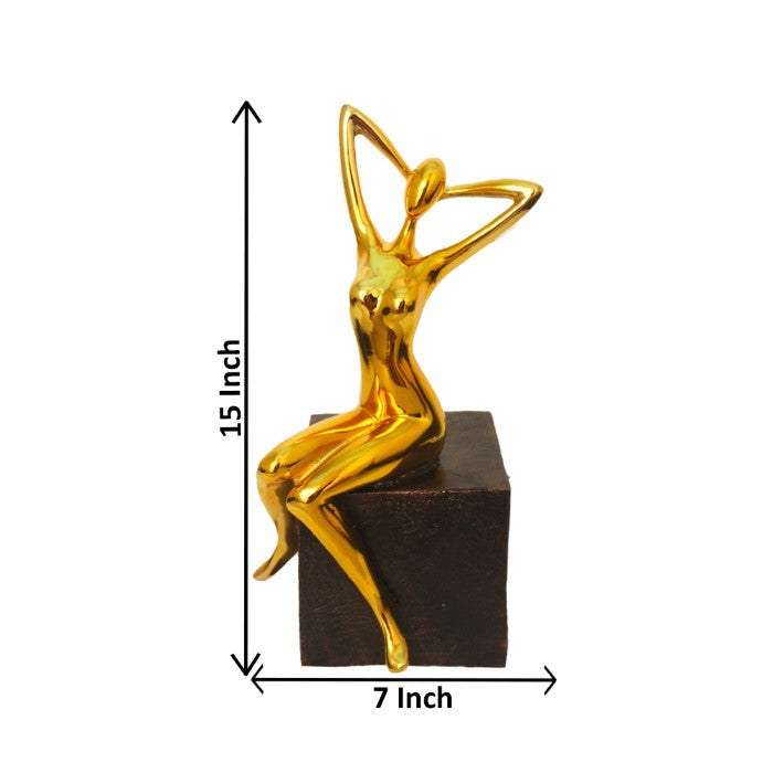 Gold Plated Yoga Lady Statue 38 cm-G79X0068G