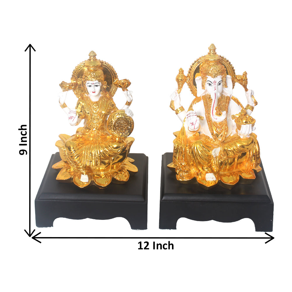 Gold Plated Laxmi Ganesha Statue 23 cm-G82X0014W