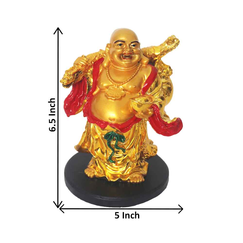 Gold Plated Laughing Buddha Statue 17 cm-G82X0018G