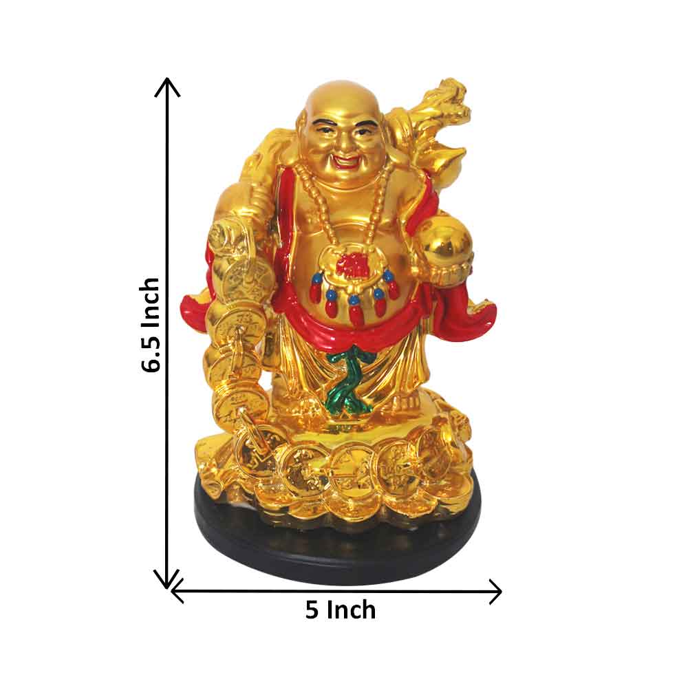 Gold Plated Coin Laughing Buddha Statue 17 cm-G82X0021G