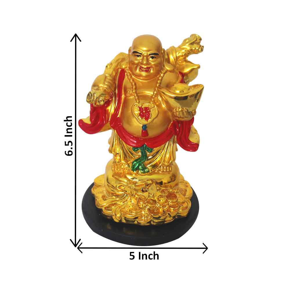 Gold Plated Laughing Buddha Showpiece 17 cm-G82X0022G