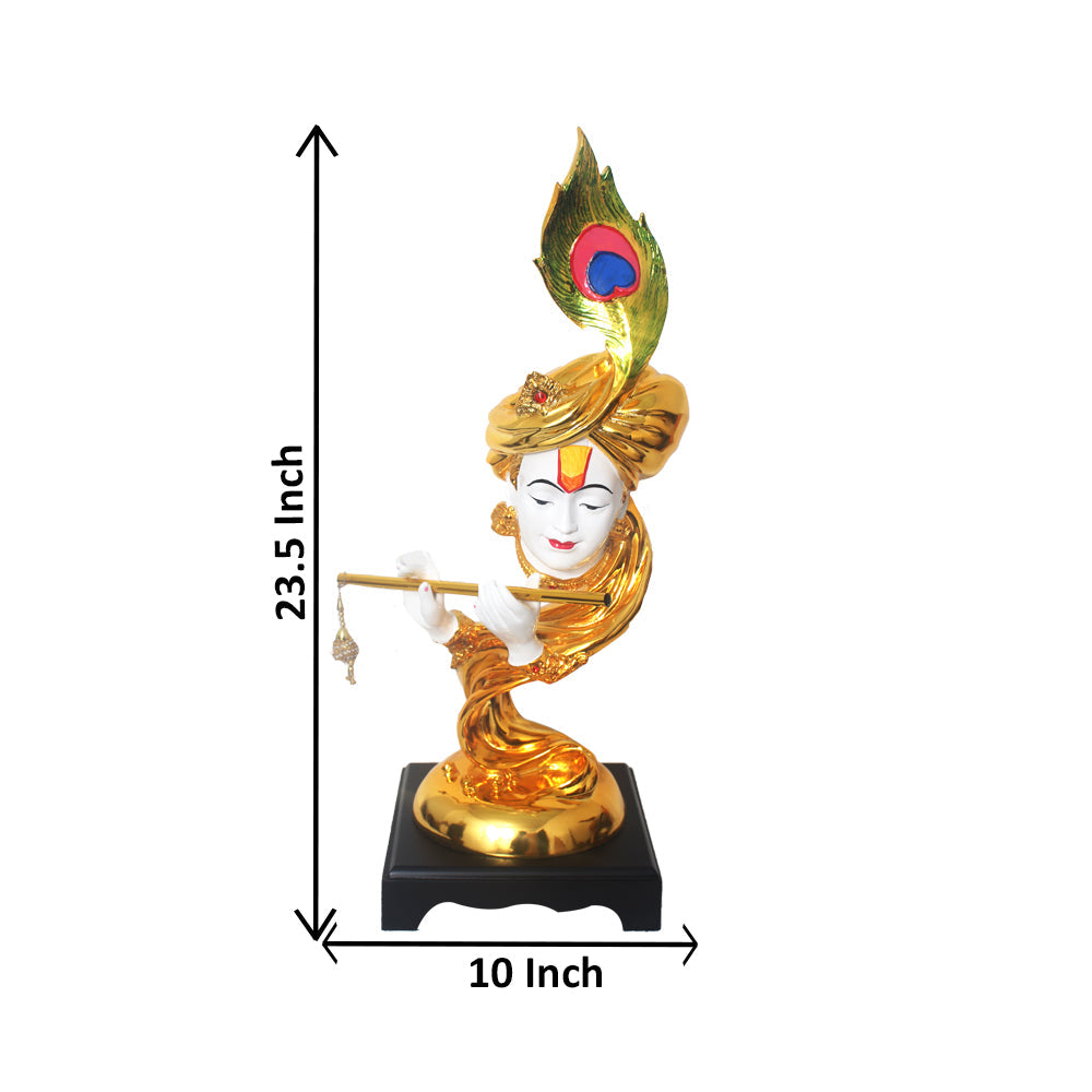 Gold Plated Bansuri Krishna Statue 60 cm-G82X0026W