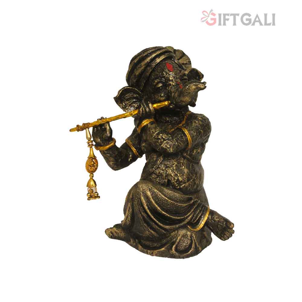 Antique look Flute Ganesha Idol 23 cm G57X1106BBAGX