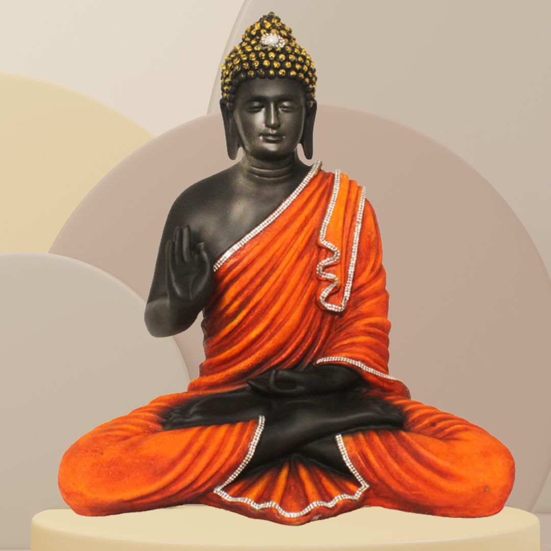 Ashirvaad Buddha Statue Showpiece Black Orange 55 cm-G57X1267KONMZ