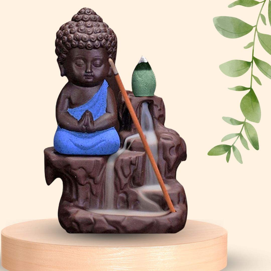 Baby Buddha Backflow Smoke Fountain Coffee Blue 11 cm-G57X1256ANNMX