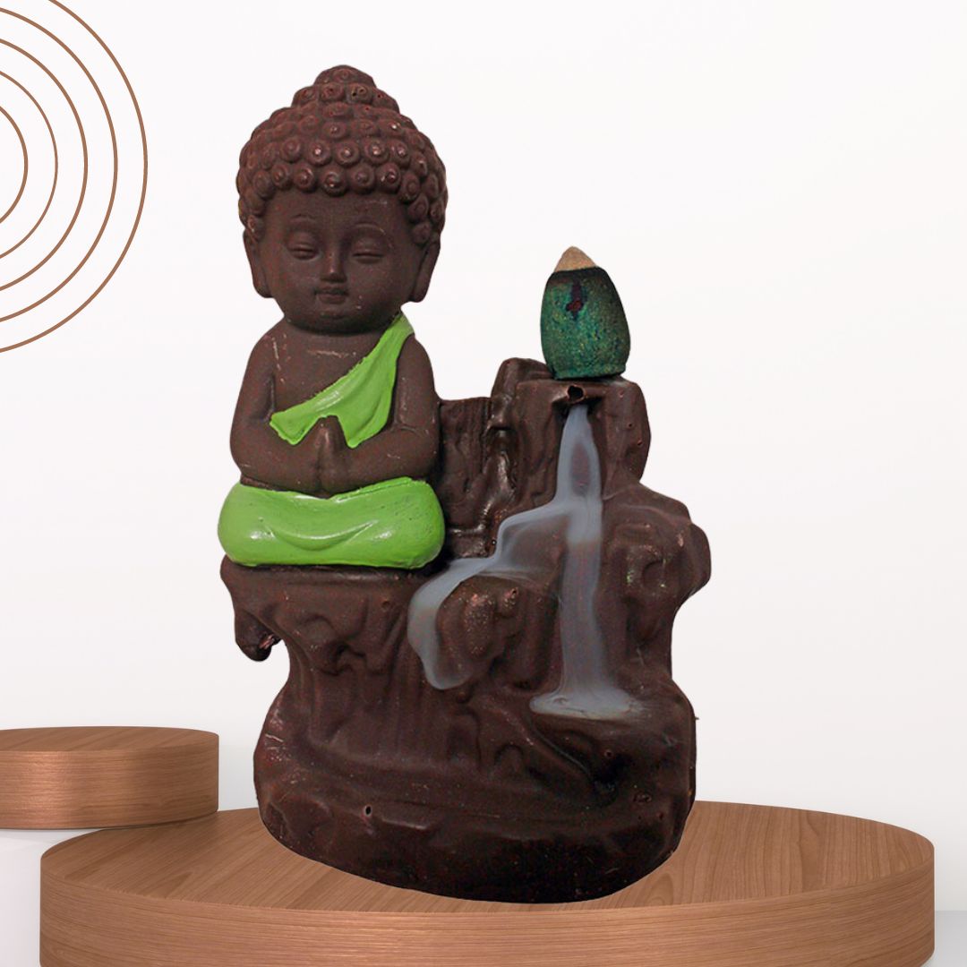 Baby Buddha Backflow Smoke Fountain Coffee Green 11 cm-G57X1256AHNMX