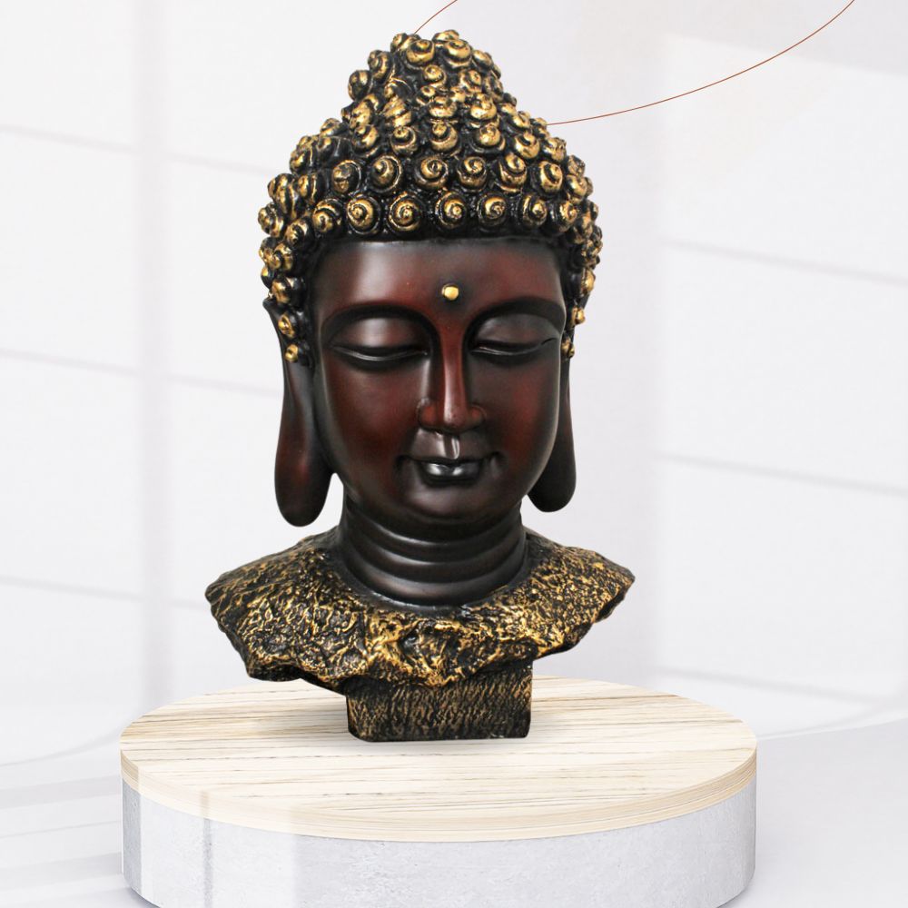 Buddha Bust Figurine Brown Golden 40 cm-G57X1063AGNMX