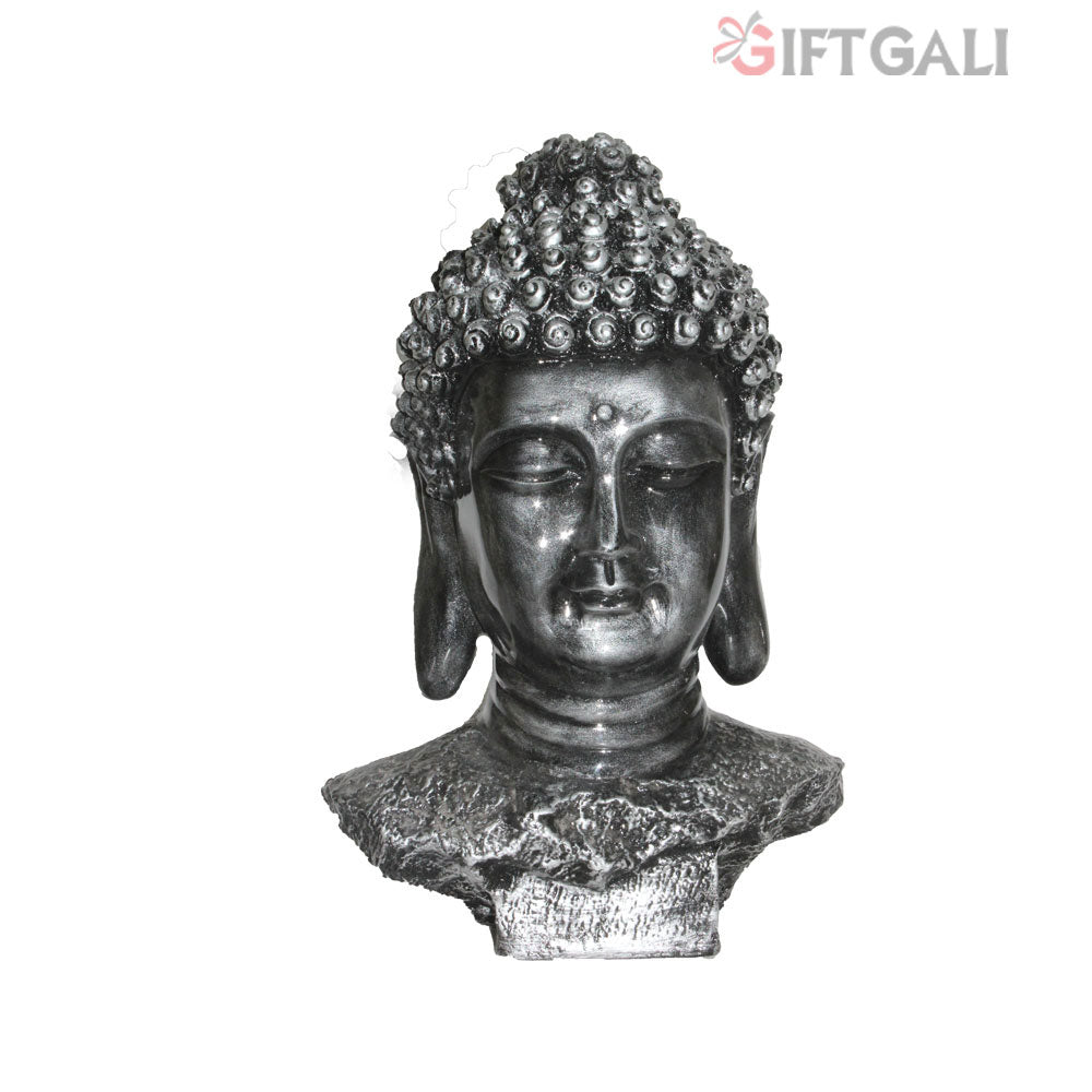 Buddha Bust Figurine Silver Antique Finish 40 cm-G57X1063SSAGX