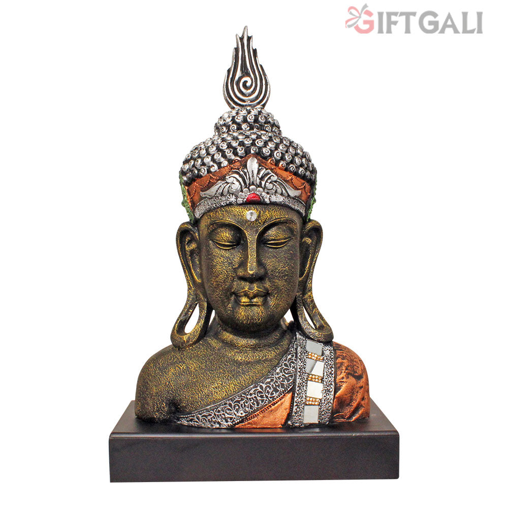 Buddha Bust Statue Brass Silver 45 cm-G57W1068BSMMZ