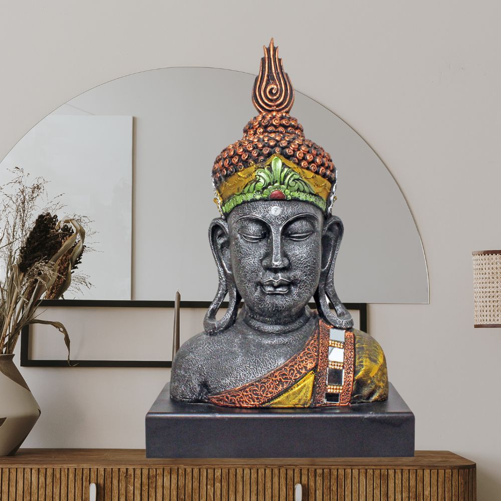 Buddha Bust Statue Silver Copper 45 cm-G57W1068SCMMZ