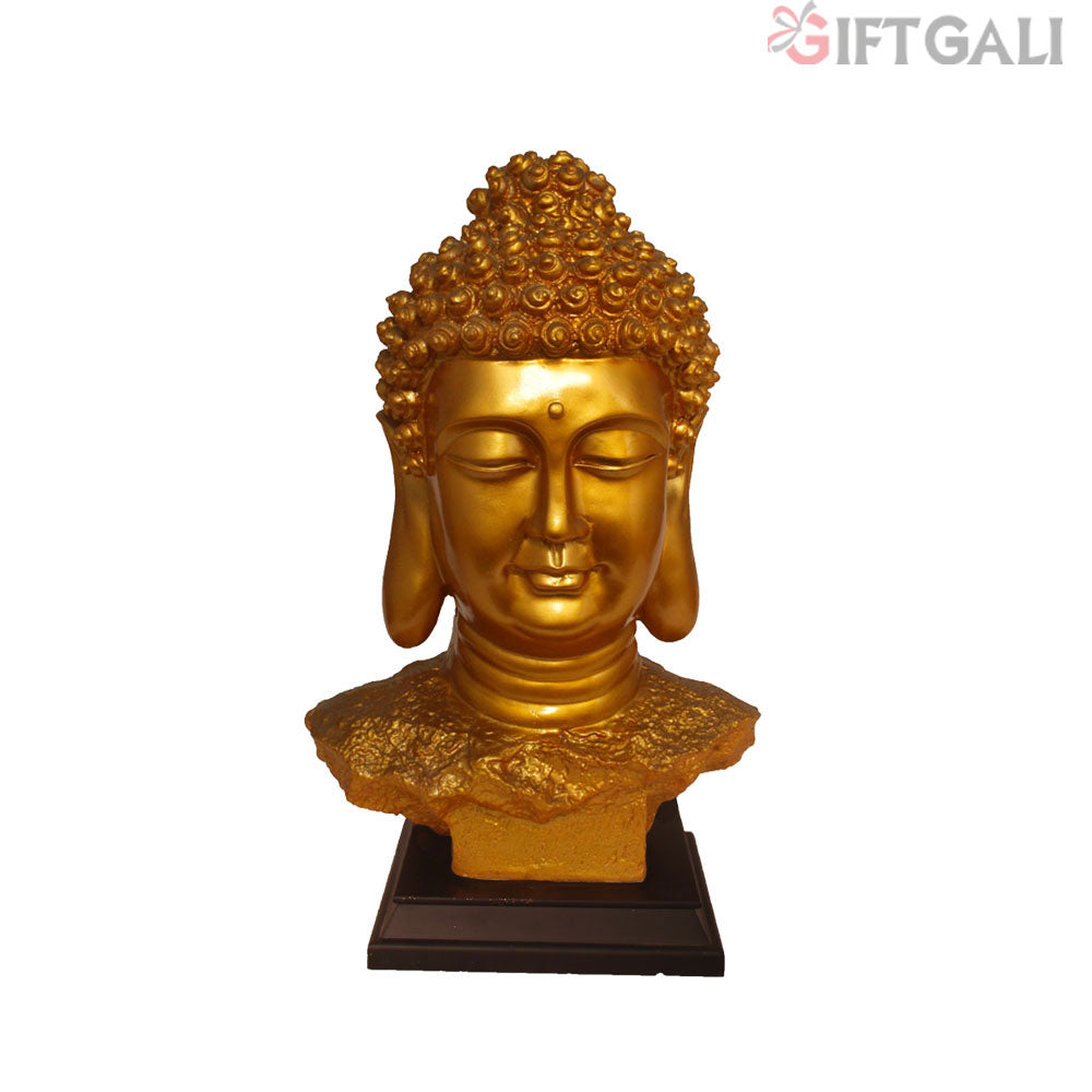 Buddha Bust Statue With Wooden Base Pearl Golden 45 cm-G57W1063GGSGX