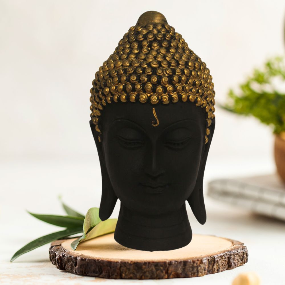 Buddha Face Figurine Black Brass 30 cm-G57X1061KBNMX