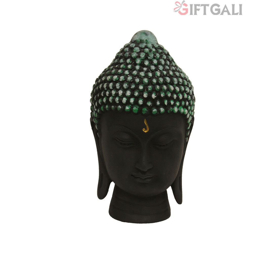 Buddha Face Figurine Black Green Shaded 30 cm-G57X1061KHMMX