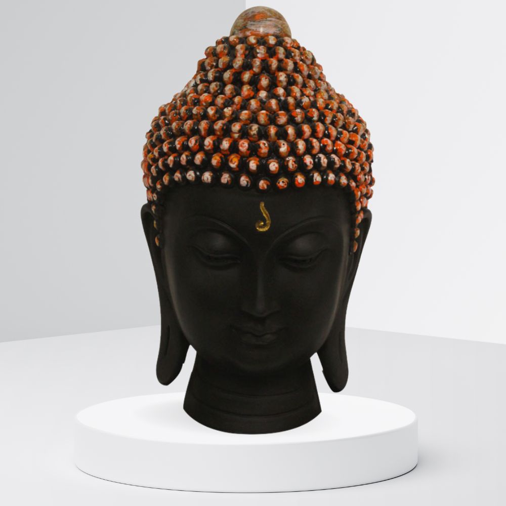 Buddha Face Figurine Black Orange Shaded 30 cm-G57X1061KOMMX