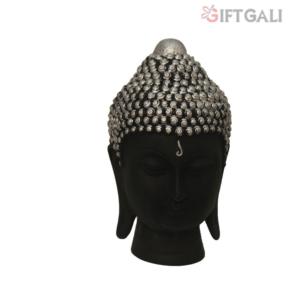 Buddha Face Statue Black Silver 15 cm-G57X1059KSNMX