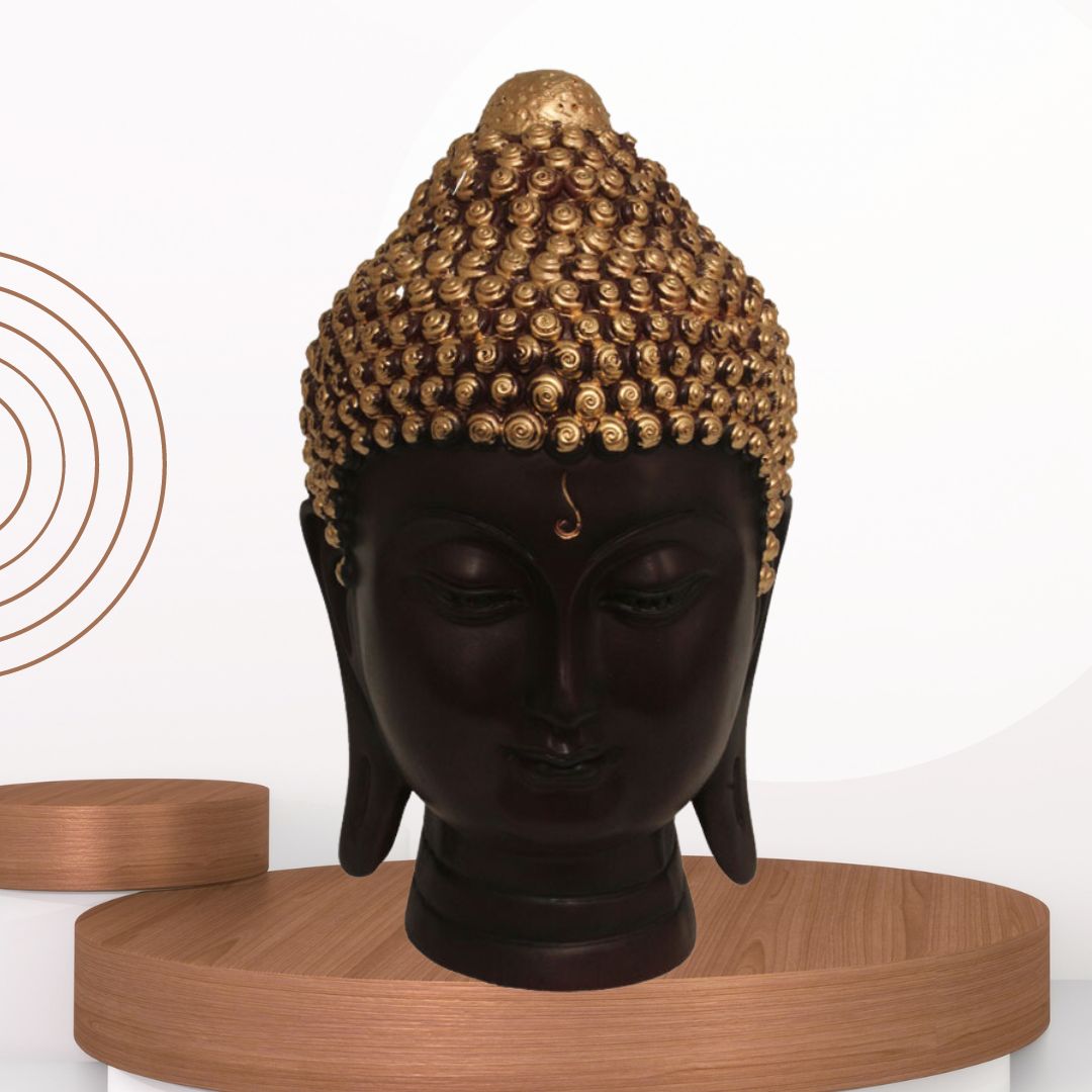 Buddha Face Statue Brown Golden 15 cm-G57X1059AGNMX