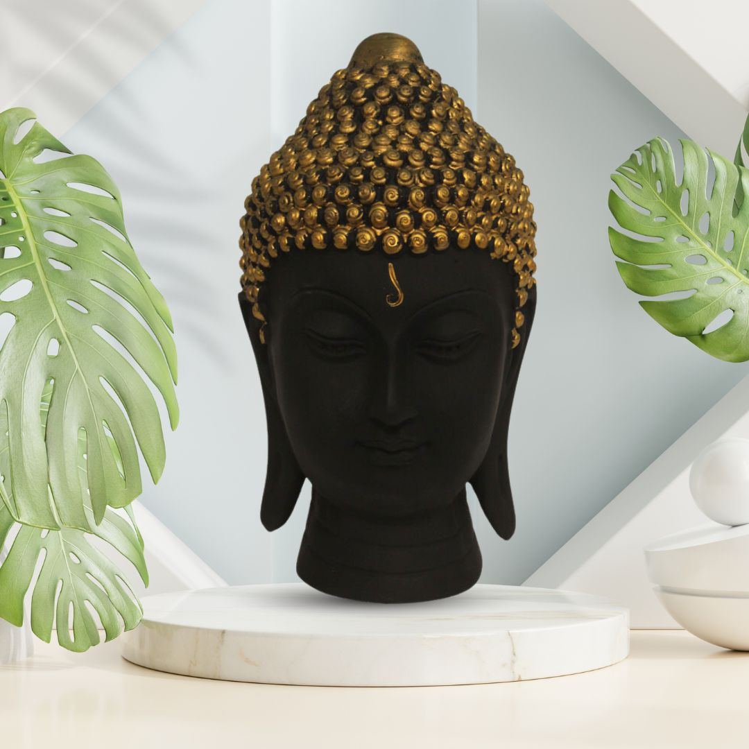 Buddha Head Murti Black Brass 25 cm-G57X1060KBNMX