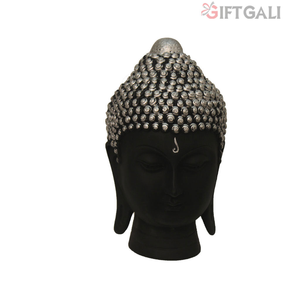 Buddha Head Murti Black Silver 25 cm-G57X1060KSNMX