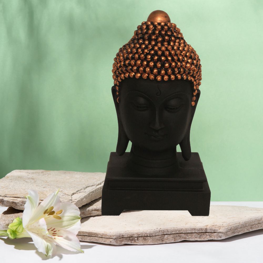 Buddha Head Sculpture Black Copper 26 cm-G57R1062KCNMX