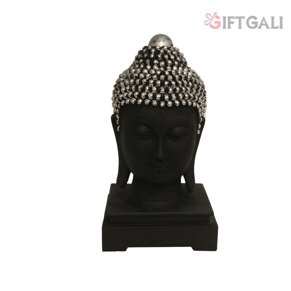 Buddha Head Sculpture Black Silver 26 cm-G57R1062KSNMX