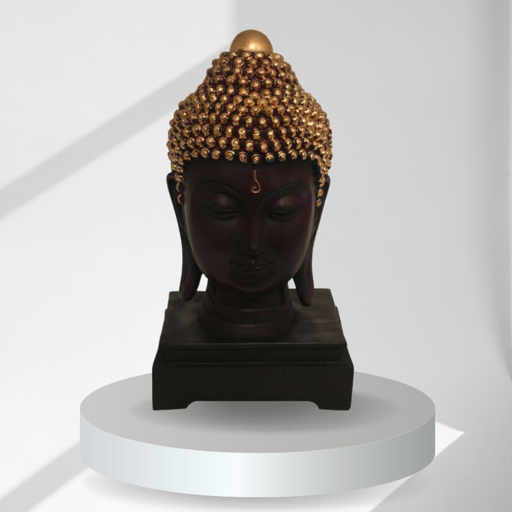 Buddha Head Sculpture Brown Golden 26 cm-G57R1062AGNMX