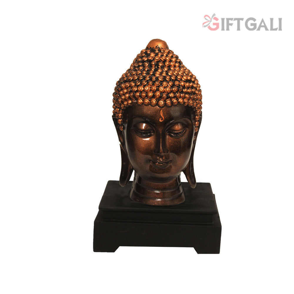 Buddha Head Sculpture Copper Antique Finish 26 cm-G57R1062CCAGX