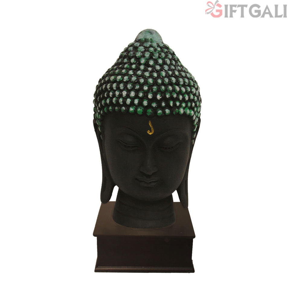 Buddha Head Showpiece Black Green Shaded 36 cm-G57W1061KHMMX