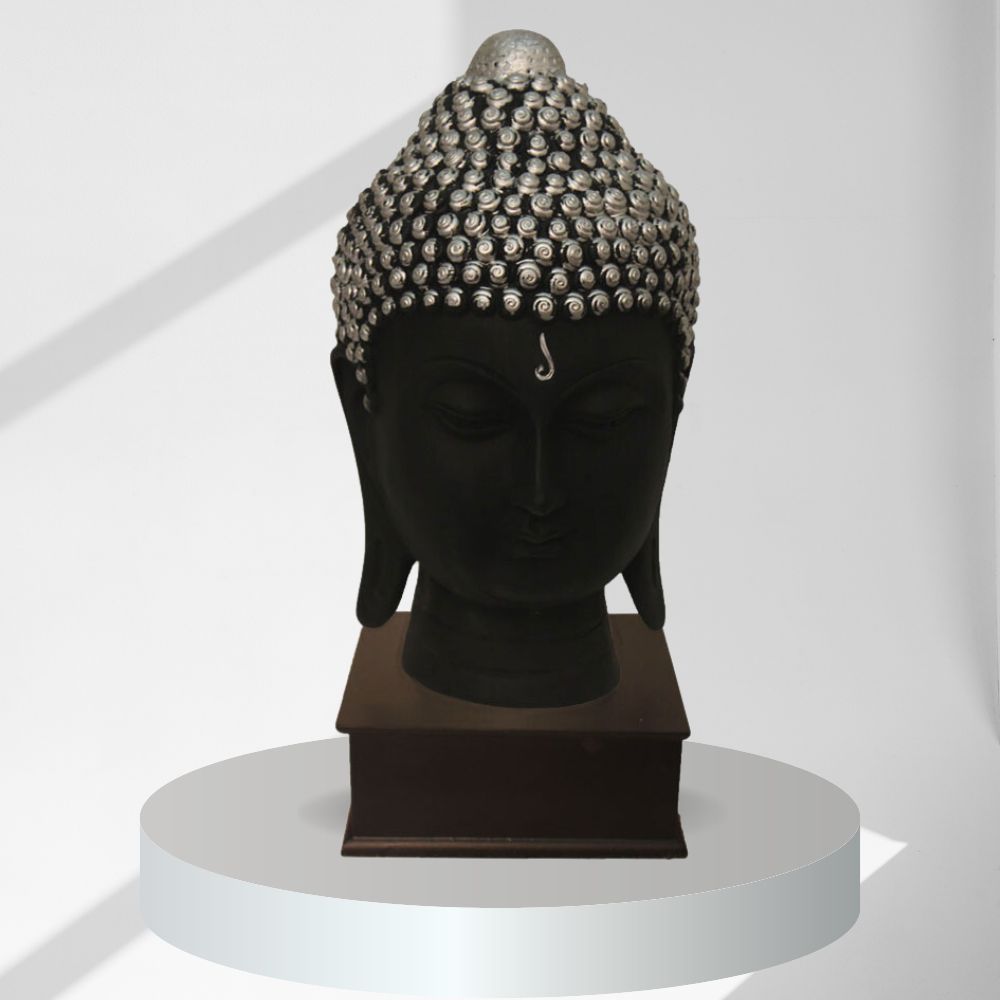 Buddha Head Showpiece Black Silver 36 cm-G57W1061KSNMX