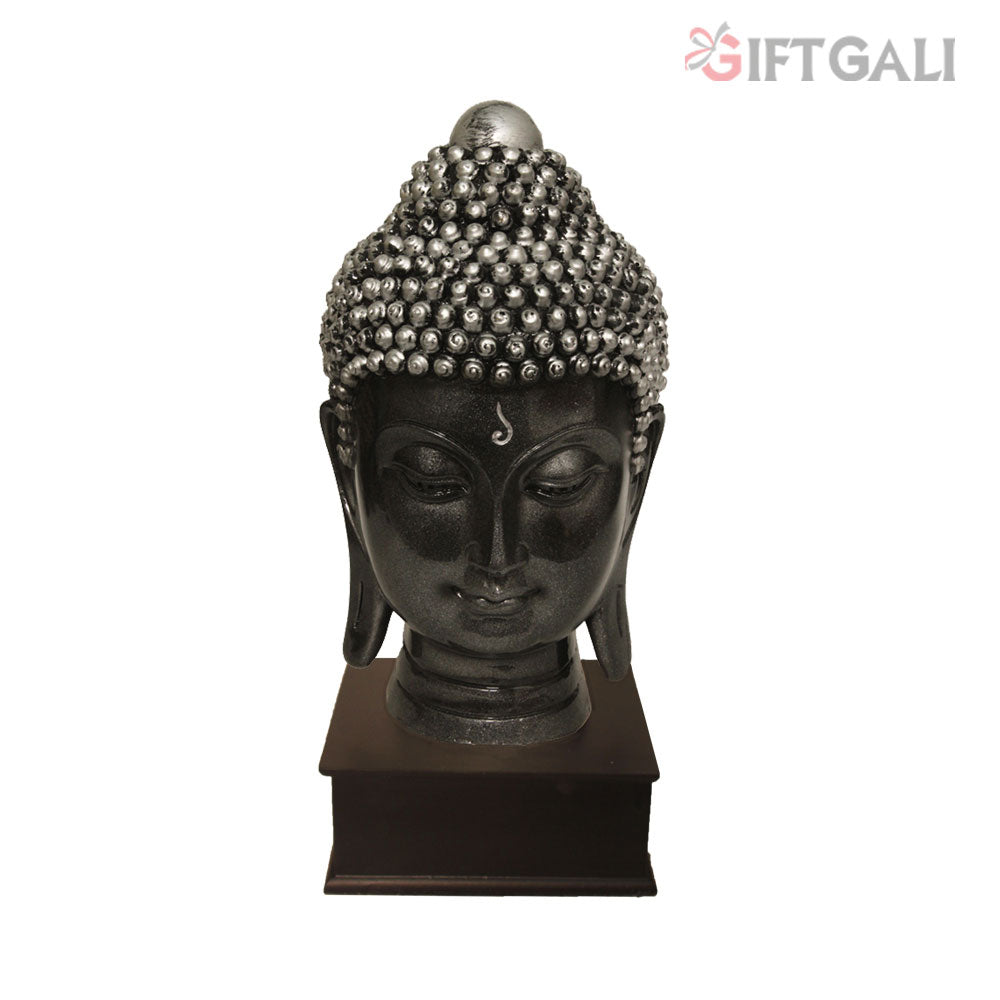 Buddha Head Showpiece Silver Antique Finish 36 cm-G57W1061SSAGX