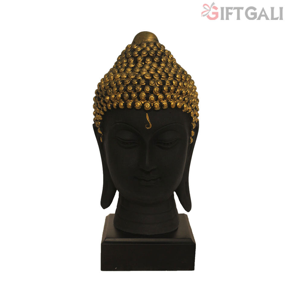 Buddha Head Statue With Base Black Brass 24 cm-G57W1062KBNMX