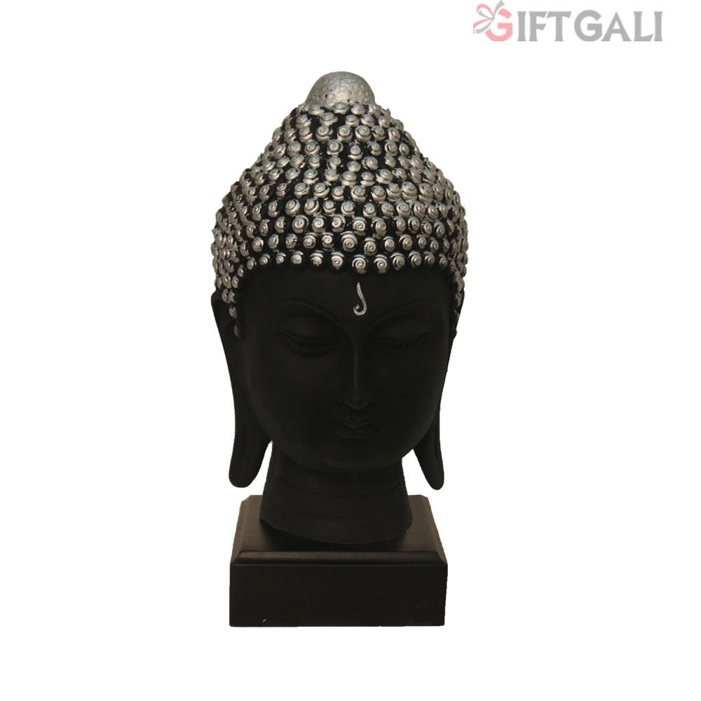 Buddha Head Statue With Base Black Silver 24 cm-G57W1062KSNMX