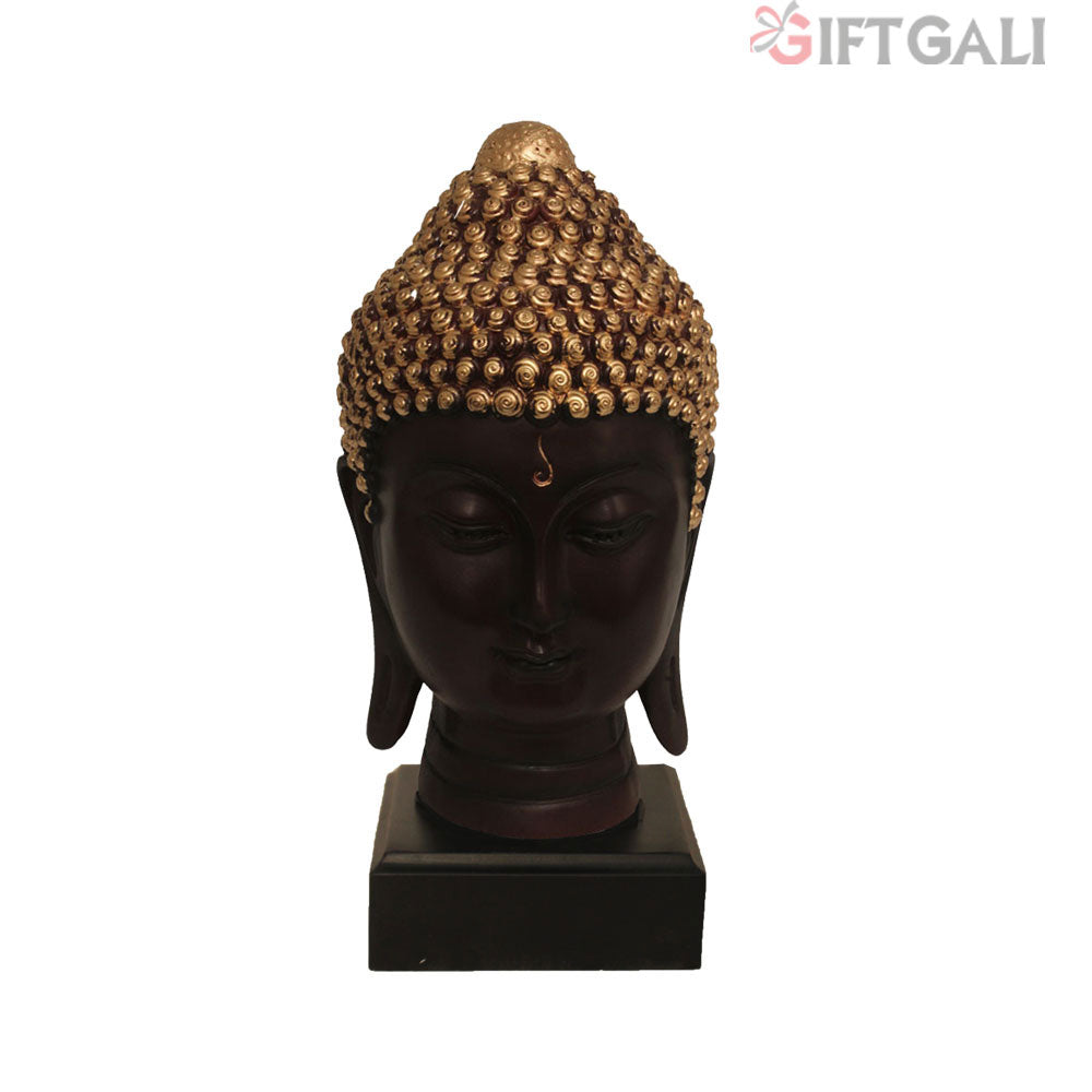 Buddha Head Statue With Base Brown Golden 24 cm-G57W1062AGNMX