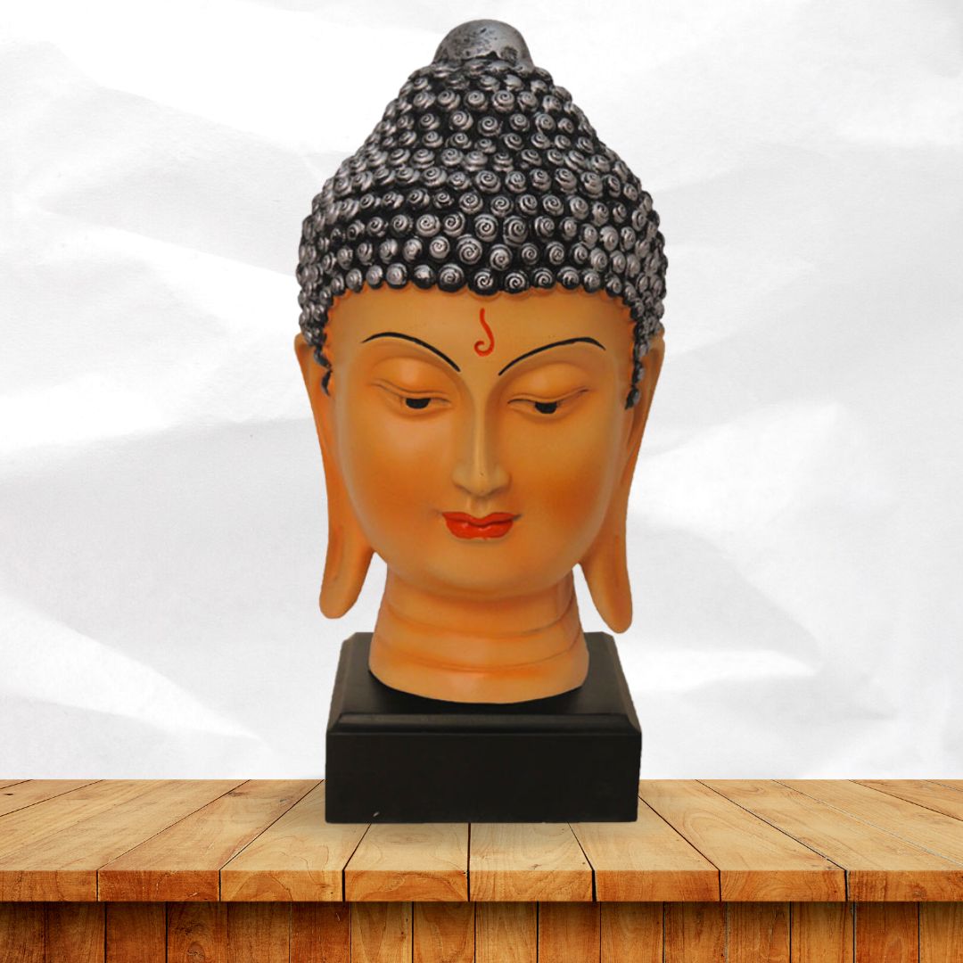 Buddha Head Statue With Base Ivory Silver 24 cm-G57W1062VSLMX