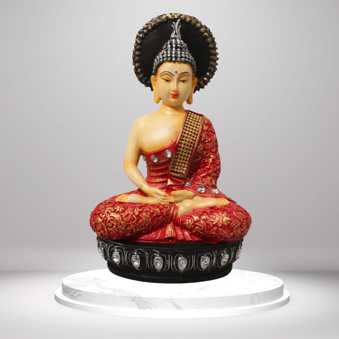 Chakra Buddha Handicraft Statue Ivory Red Shaded 31 cm-G57X1092VRLMZ