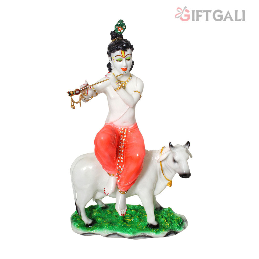 Cow Krishan Statue Marble Look 48 cm G57X1358WOCGX