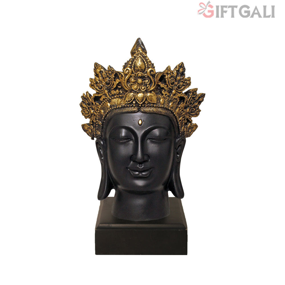 Crown Buddha Face Showpiece Black Golden 24 cm-G57W1069KGNMX