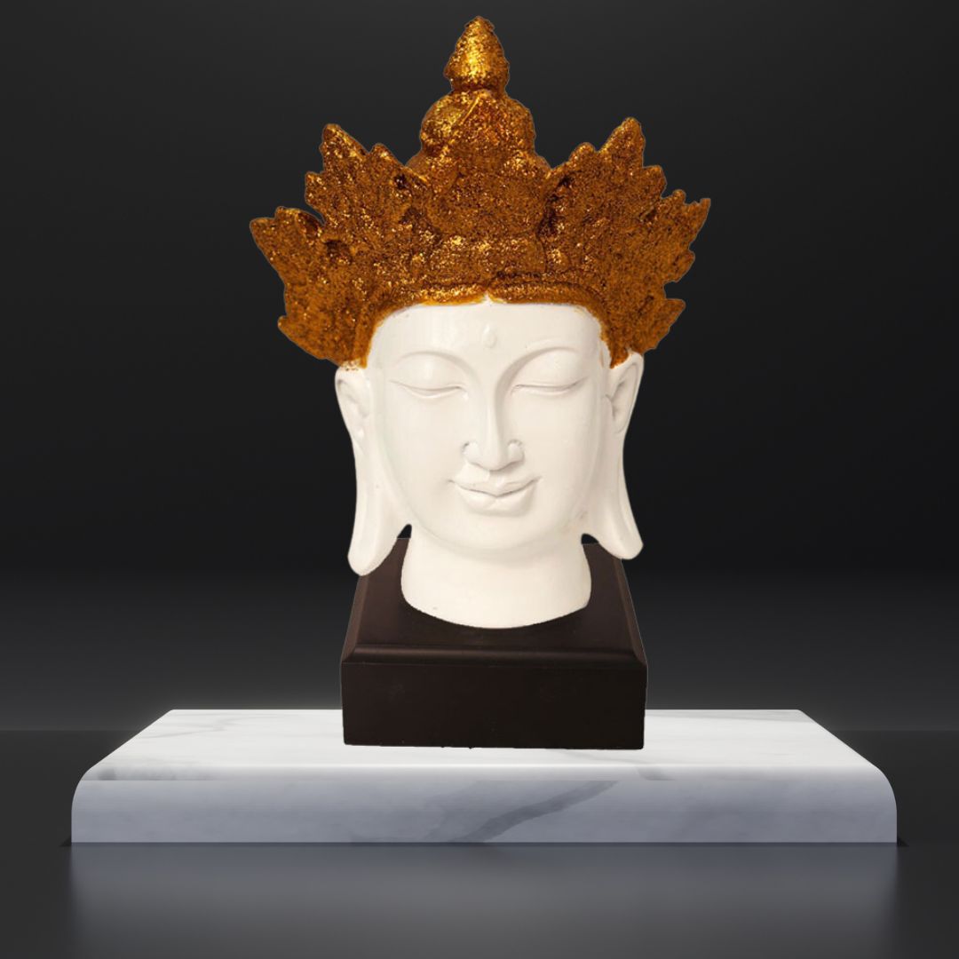 Crown Buddha Face Showpiece Glitter Shine Finish 24 cm-G57W1069WGGGX