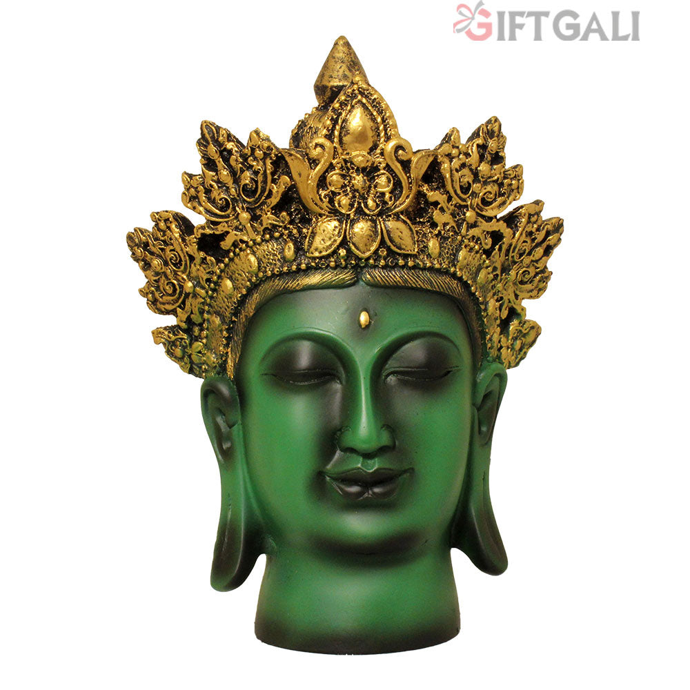 Crown Buddha Face Statue Green Golden 20 cm-G57X1069HGNMX