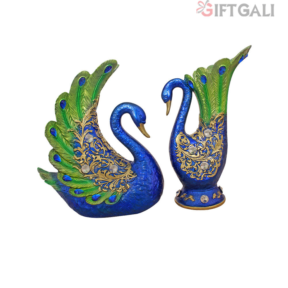 Decorative Peacock Pair Flower Vase Glitter Matt 31 cm-G57X1139NHGMX