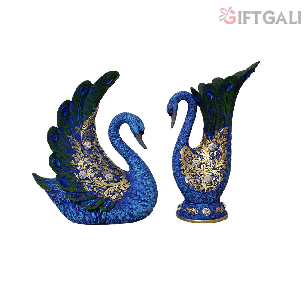 Decorative Peacock Pair Flower Vase Glitter Matt 31 cm-G57X1139QHGMX