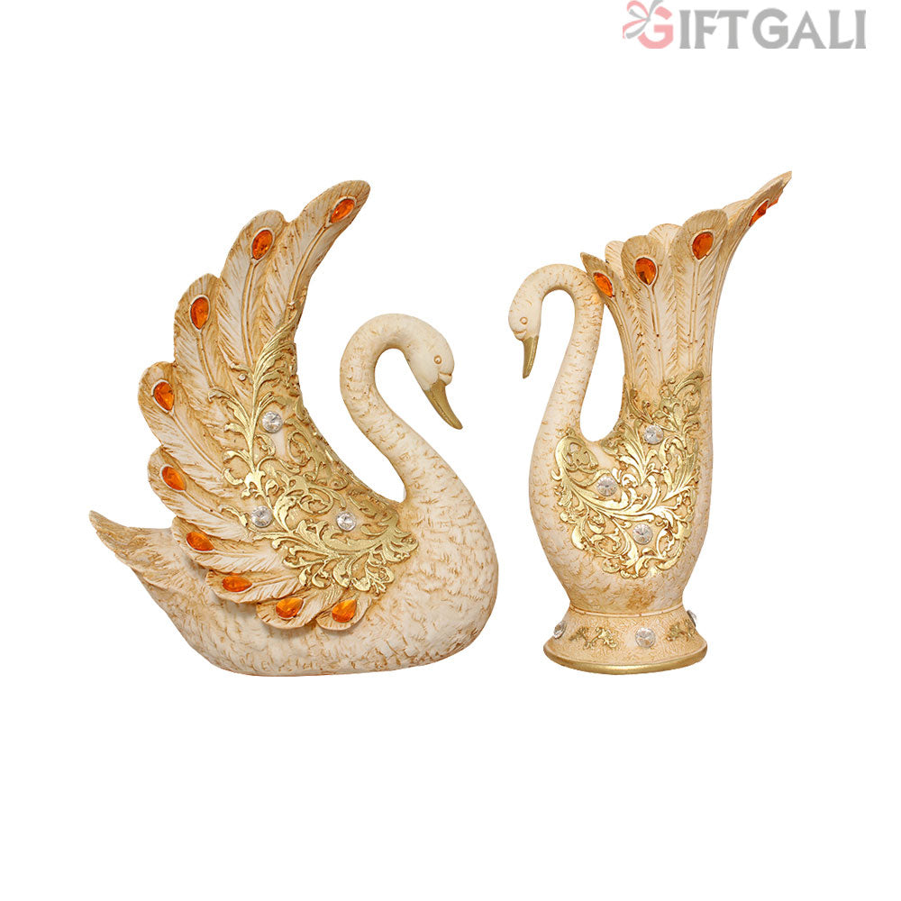 Decorative Peacock Pair Flower Vase Glitter Shine 31 cm-G57X1139IGGGX