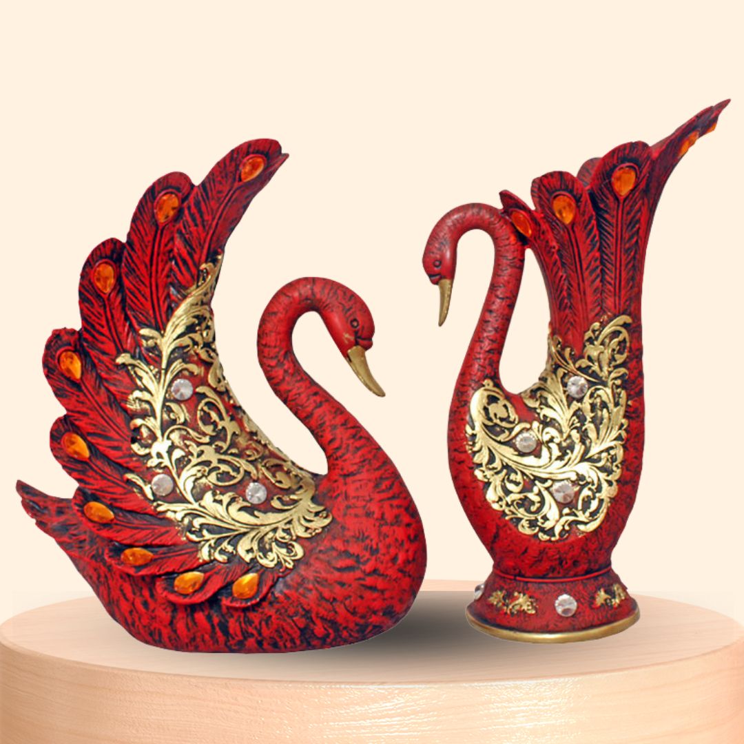 Decorative Peacock Pair Flower Vase Glitter Shine 31 cm-G57X1139RGGGX